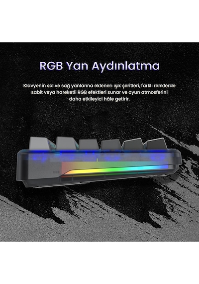 Aula F87 Pro Mekanik Rgb Tkl Graywood V4 Switch Kablosuz Makrolu Hot Swap Klavye Gradyan Gri