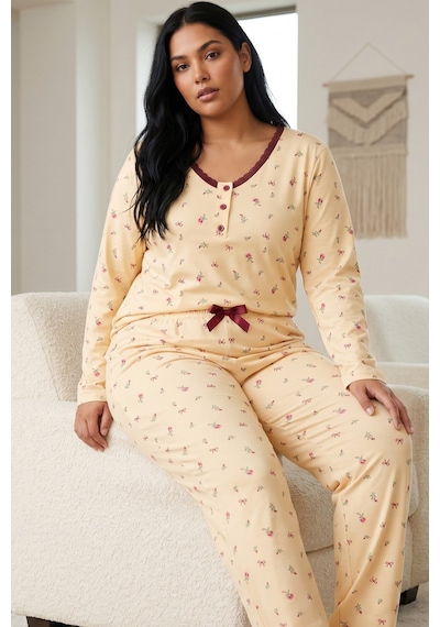 Siyah İnci Pamuklu Likralı Büyük Beden Battal Boy Örme Pijama Takım26240876 Sarı Siyah İnci Pamuklu Likralı Büyük Beden Battal Boy Örme Pijama Takım26240876 Sarı
