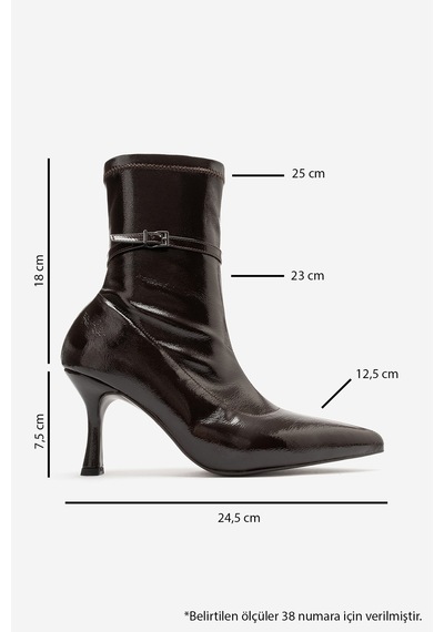 Luvi Shoes Andora Kahverengi Kırışık Rugan Kadın Topuklu Bot