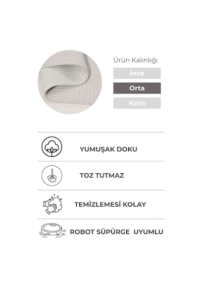 Lexus Sis Rengi Premium Halı & Yolluk Özel Kaymaz Tabanlı Yıkanabilir Tozumaz Modern Gri