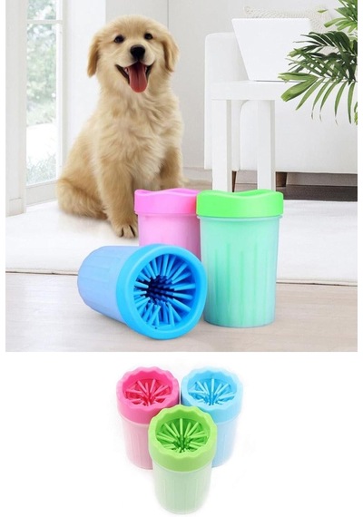 Silikon Jel Fırçalı Kedi Köpek Pati Ayak Yıkama Kovası, Çok Renkli
