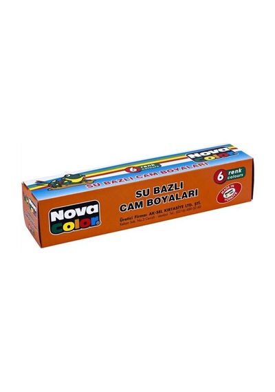 Nova Color Su Bazlı Cam Boyası 6 Renk x 25 ML. Çok Renkli