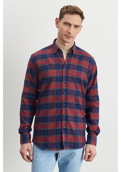 AC&Co / Altınyıldız Classics Comfort Fit Geniş Kesim Düğmeli Yaka %100 Pamuk Flanel Oduncu Gömlek 4A2023100031LBRM Lacivert - Bordo AC&Co / Altınyıldız Classics Comfort Fit Geniş Kesim Düğmeli Yaka %100 Pamuk Flanel Oduncu Gömlek 4A2023100031LBRM Lacivert - Bordo