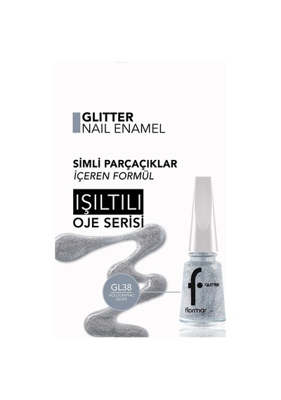 Flormar Glitter Yarı Transparan Parlak Bitişli Simli Oje GL38