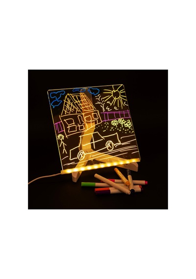 20x20 Cm Led Neon Işıklı Şeffaf Yazı Tahtası Seti Işıklı Yazı Panosu Çok Renkli