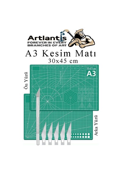 Kesim Matı A3 Ve Kretuar Seti 1 Adet 30x45 Cm Çift Taraflı Çizim Matı Kesme Madı Kesim Tablası Kesim Altlığı