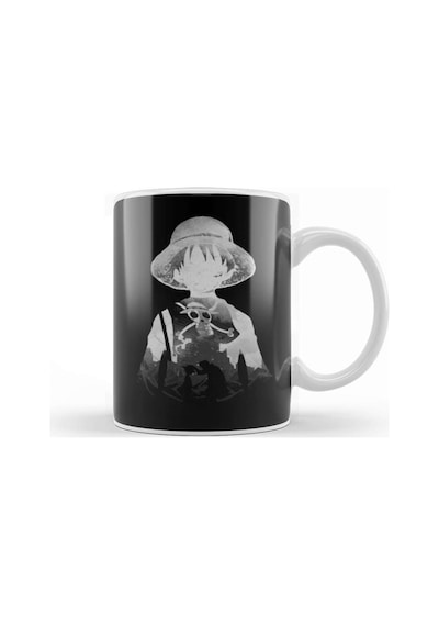 Monochrome Captain Luffy Kupa Bardak Porselen Karışık