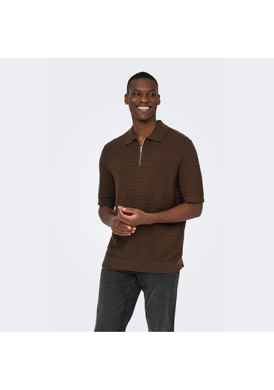 Only & Sons Menu Structure Erkek Kahverengi Polo Tişört 22038171-psl