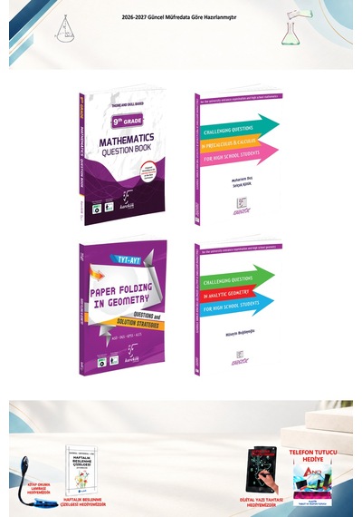 2026-2027 Karekök 9. Sınıf İngilizce Matematik, Calculus, Katlama Ve Analitik 4'li Set
