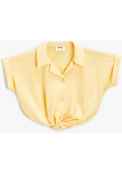 Koton Crop Gömlek Kısa Kollu Önden Bağlamalı Sarı 4skg60097aw Sarı