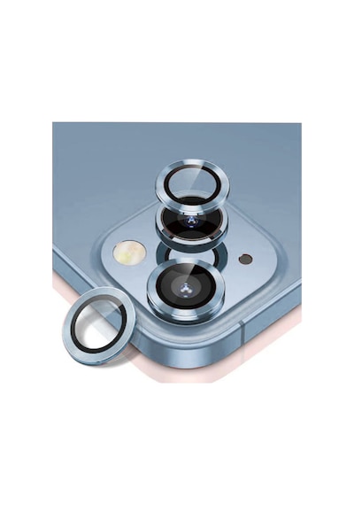 Apple Uyumlu iPhone 14 / 14 Plus Alüminyum Seri Kamera Lens Koruyucu Mavi Mavi