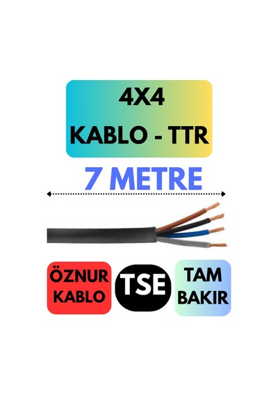 Öznur 4x4 Ttr Kablo Metre Seçenekli Siyah - 7 Metre