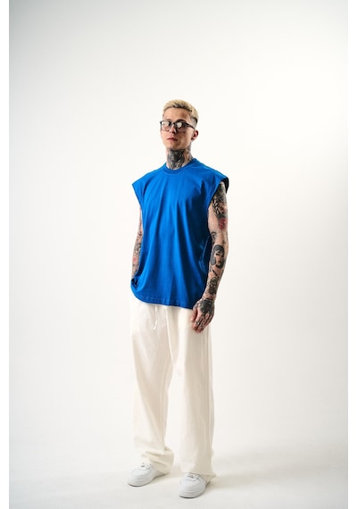 Respire Erkek Basic Tank Top Atlet Mavi