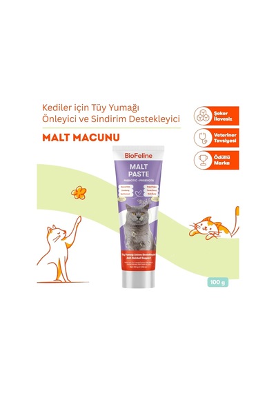 Biofeline Malt Paste 100 Gr Kediler Için Tüy Yumağı Önleyici Malt Macunu