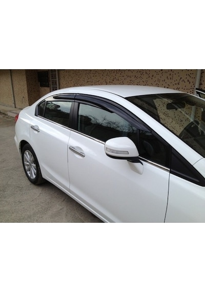 Honda Civic 2012-2015 Krom Cam Çıtası 4 Parça Paslanmaz Çelik