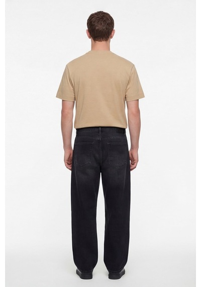 Sabri Özel Erkek Bej Normal Kesim Regular FitPamuk Dokuma Bisiklet Yaka Basic T-shirt