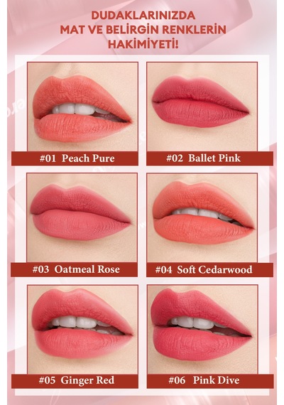 Mat Bitişli Dolgun Ve Pürüzsüz Görünüm Sunan Tint Perıpera Ink Mood Matte Tint 01 Peach Pure 01