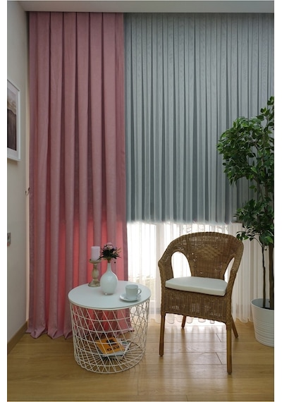Evdepo Home Pembe Düz Renk Pileli Soft Fon Perde Pile Tek Kanat Pembe