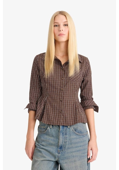 Defacto Coool Fitted Poplin Uzun Kollu Gömlek G1004ax25aubn130 Kahve