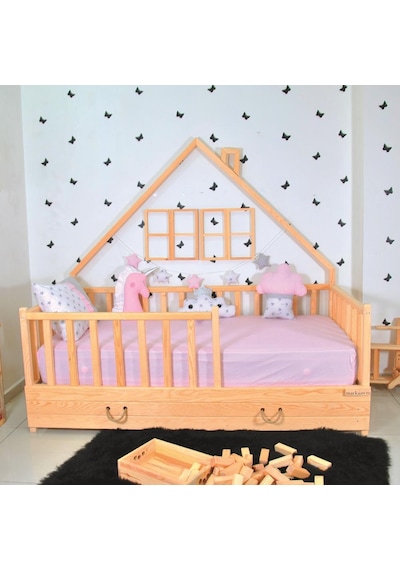 Markaawm Markaawm Montessori Çocuk Yatak Çekmeceli 90X190 Karyola Yağmur Akçaağaç