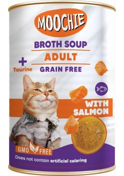 Moochie Somonlu Tahılsız Et Suyu Yetişkin Kedi Çorbası 135 ML