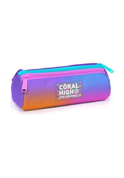 Coral High Kız Çocuk Mor Pembe Renk Geçişli Üç Bölmeli İlkokul Ve Ortaokul Kalemliği Çok Renkli