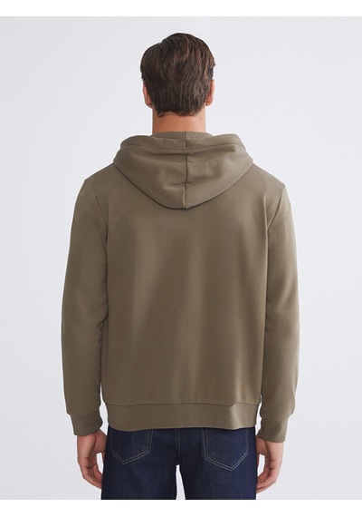 Lcwaıkıkı Classic Haki Kapüşonlu Uzun Kollu Erkek Fermuarlı Sweatshirt