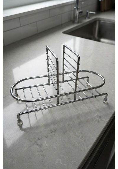 Makri Home Siyah Sıvı Sabunluk Standı Tezgah Üstü Banyo Mutfak Düzenleyici, Gümüş Oval Organizer Gümüş