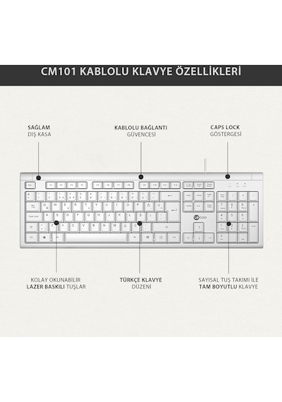 Lecoo CM101 USB Kablolu Türkçe Q Klavye & Mouse Set