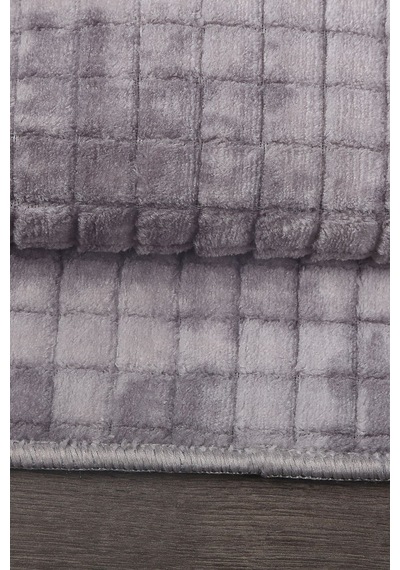 Kare Plus Gri Büyük Ebat 80x150 + 50x80 Cm 2'li Banyo Paspası Yıkanabilir Klozet Takımı Gri