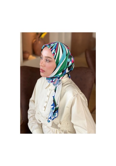 Mentoraly Modakaşmir Soyut Desenli Twill Eşarp lacivert