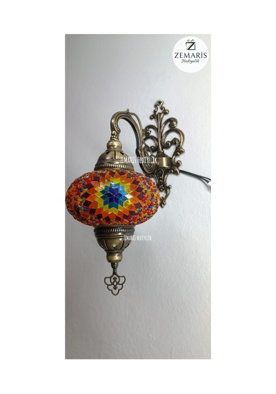 El Yapımı Otantik Mozaik Duvar Apliği Büyük Camlı Kırmızı - 820081622 Kırmızı