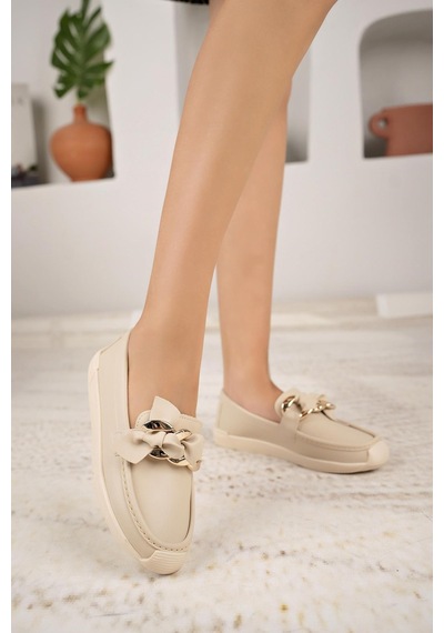 Nesilshoes Nesil Shoes Ceylan 57 Ten Zincir Tokalı Kadın Ayakkabı