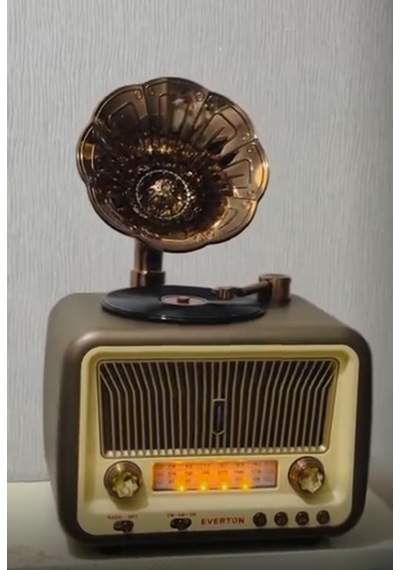 Nostaljik Gramofon Tasarımlı Bluetooth Hoparlör-fm/am/sw 3 Band Radyo-usb/tf Kart