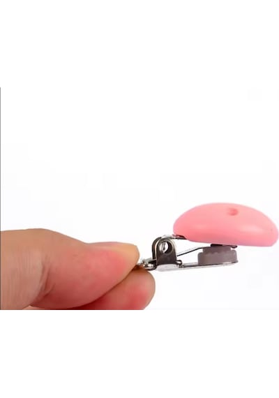 Abarta Ahşap Emzik Askısı Klipsi Uzunluk 5 CM Çap 3.5 CM 1 Adet Açık Pembe
