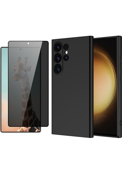 Vendas Galaxy Uyumlu  S24 Ultra Kılıf Zore Mara Lansman Kapak + Parmak İzi Okumalı Hayalet Ekran Koruyucu Siyah