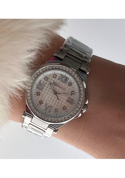 Ferrucci Fr55129 Zirkon Taşlı Şık Çelik Kordon Ve Kasa Kadın Kol Saati Gümüş