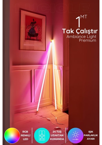 Rgb Led Strip Tube Light Abajur Uzaktan Kumandalı Işık Lamba Ampül Aydınlatma Renkli Atube1