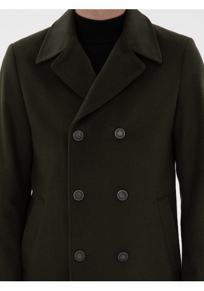 Cacharel Haki Slim Fit Kaşe Kaban YESIL