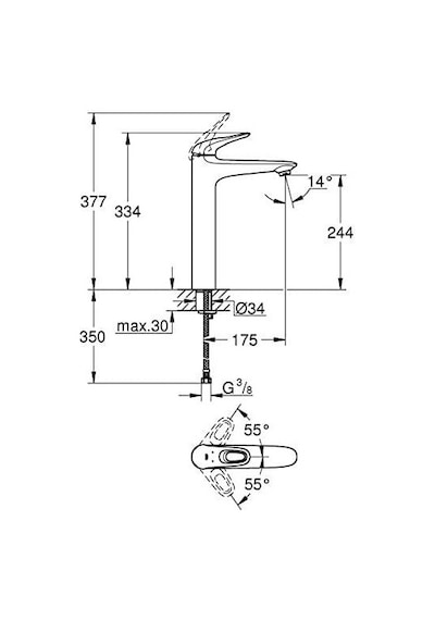 Grohe Eurostyle Tek Kumandalı Lavabo Bataryası XL-Boyut 23570003