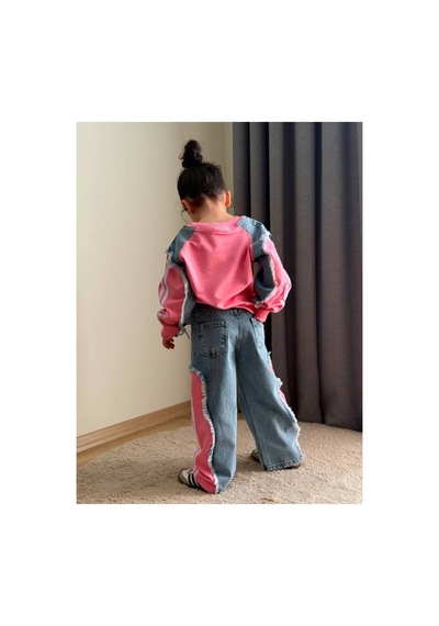 Toikids Kız Çocuk My Style Kot Garnili İkili Takım Pembe