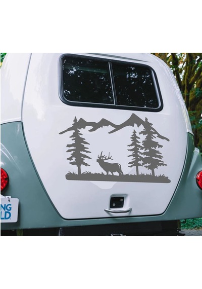 Avcı Orman Ve Dağ Sticker - 4x4 Off Road Adventure Sticker - Araba Oto Karavan Sticker - 02170 40x28 Cm