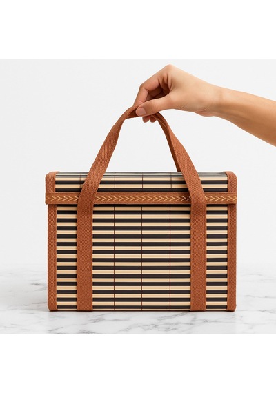 Bambu Desenli Kapaklı Saklama Kutusu Seti 30x20x19 Cm Karışık Renk