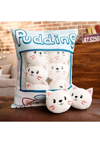 Tineke 8 Li Peluş Kedi Yastığı Seti Minik Yumuşak Kedi Oyuncağı Ve Uyku Arkadaşı Beyaz