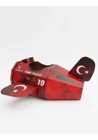 Kardinno Savaş Jeti Eğitici Oyuncak Karton Giyilebilir Çocuk Kostümü Etkinlik Parti Kostümü kırmızı