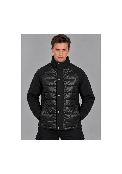 Hk Premium Slim Fit Prada Kumaş Şişme Desenli Mont Siyah
