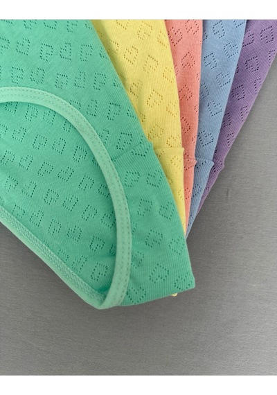 Alya Underwear Kız Çocuk - Garson %100 Pamuklu Slip Külot - Kalp Desenli Jakar İşlemeli Çok Renkli P15