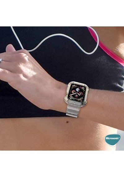 Microsonic Apple Uyumlu  Watch Series 3 38Mm Kordon Transparent Yeşil