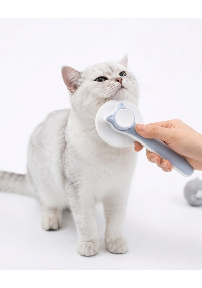 Kedi Ve Köpek Tüy Toplama Tarak Basmalı Kendini Temizleyen Evcil Hayvan Bakım Fırçası, Çelik İğneli, Ergonomik