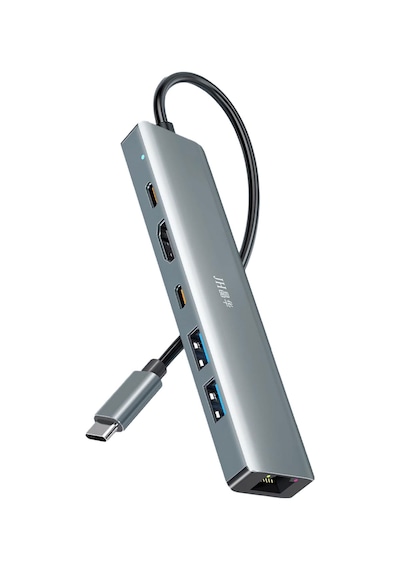 Type-c 6sı 1 Arada Hub Adaptör, 4k Hdmı, Rj45 Gigabit Ethernet, Pd 100w Şarj, 2 Usb 3.0 Port, Macbook Laptop Tablet Uyumlu, Metal Gövde Docking Station N855